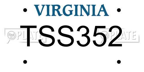 TSS352 Virginia License Plate