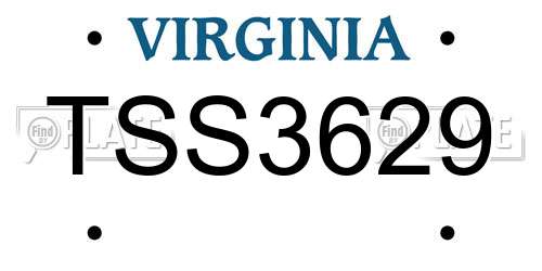 TSS3629 Virginia License Plate