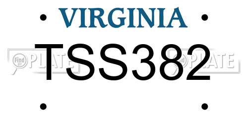 TSS382 Virginia License Plate
