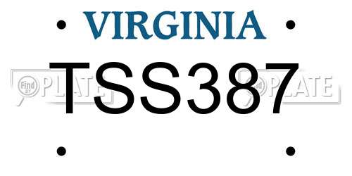 TSS387 Virginia License Plate