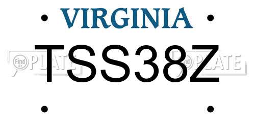 TSS38Z Virginia License Plate