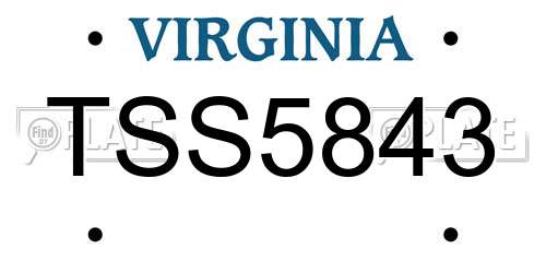 TSS5843 Virginia License Plate