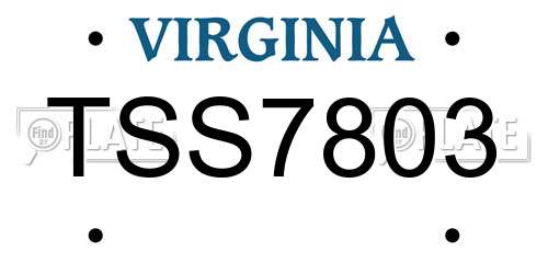 TSS7803 Virginia License Plate