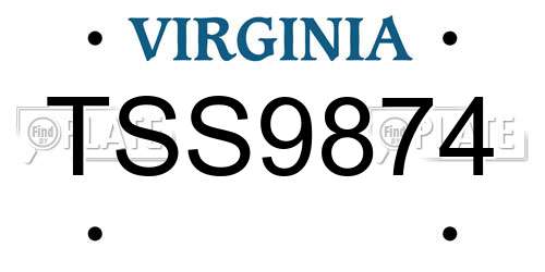 TSS9874 Virginia License Plate