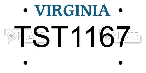 TST1167 Virginia License Plate