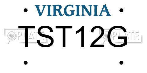 TST12G Virginia License Plate