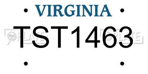 TST1463 Virginia License Plate