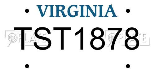 TST1878 Virginia License Plate
