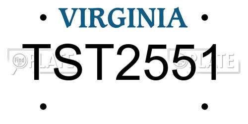 TST2551 Virginia License Plate