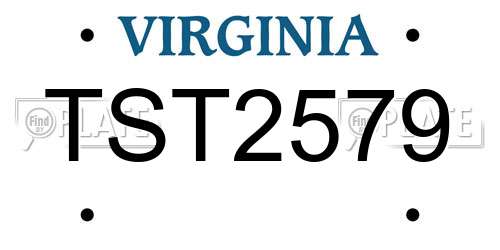 TST2579 Virginia License Plate