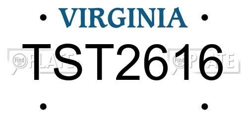 TST2616 Virginia License Plate