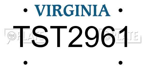 TST2961 Virginia License Plate