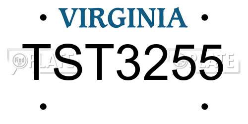 TST3255 Virginia License Plate