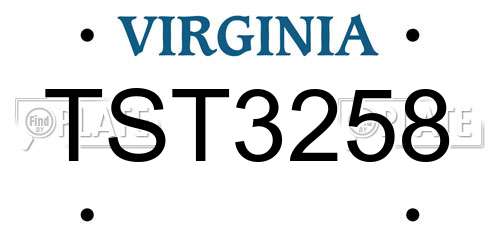 TST3258 Virginia License Plate