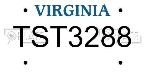 TST3288 Virginia License Plate