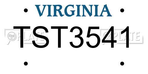 TST3541 Virginia License Plate