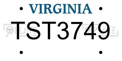 TST3749 Virginia License Plate