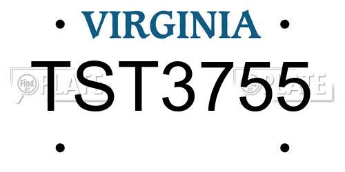 TST3755 Virginia License Plate