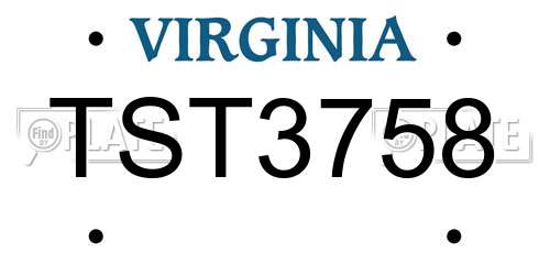 TST3758 Virginia License Plate