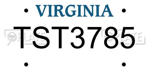 TST3785 Virginia License Plate