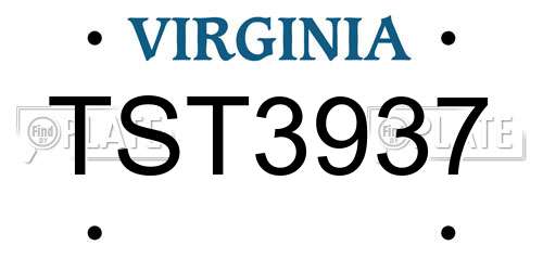 TST3937 Virginia License Plate