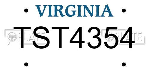 TST4354 Virginia License Plate