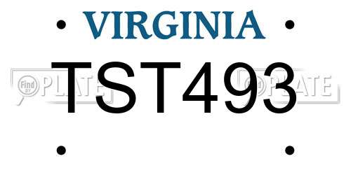 TST493 Virginia License Plate