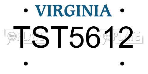 TST5612 Virginia License Plate