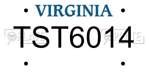 TST6014 Virginia License Plate