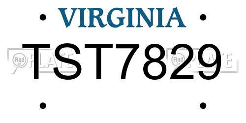 TST7829 Virginia License Plate