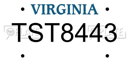 TST8443 Virginia License Plate