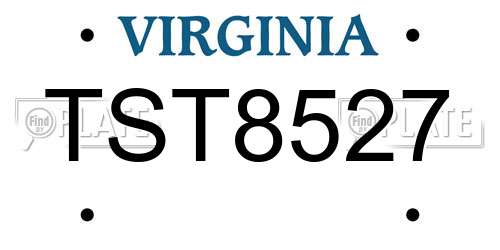 TST8527 Virginia License Plate