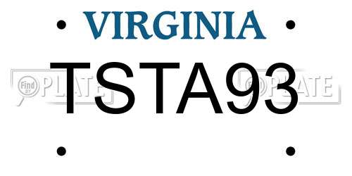 TSTA93 Virginia License Plate