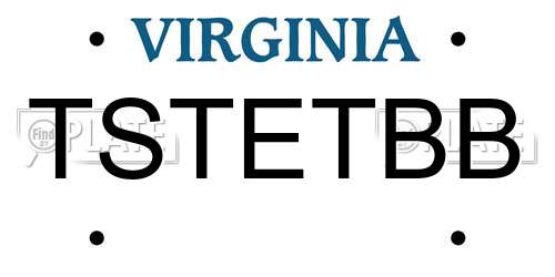 TSTETBB Virginia License Plate