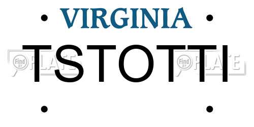 TSTOTTI Virginia License Plate