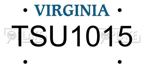 TSU1015 Virginia License Plate
