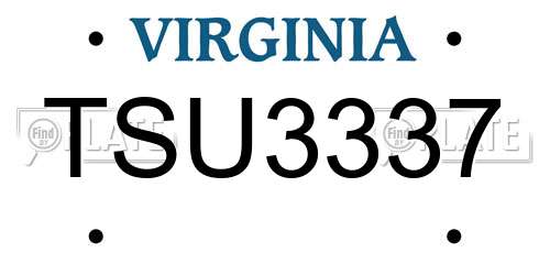 TSU3337 Virginia License Plate