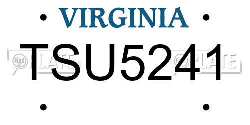 TSU5241 Virginia License Plate