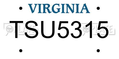 TSU5315 Virginia License Plate