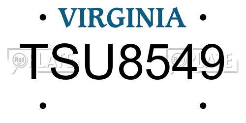TSU8549 Virginia License Plate