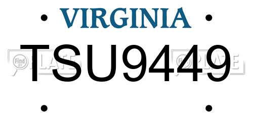 TSU9449 Virginia License Plate