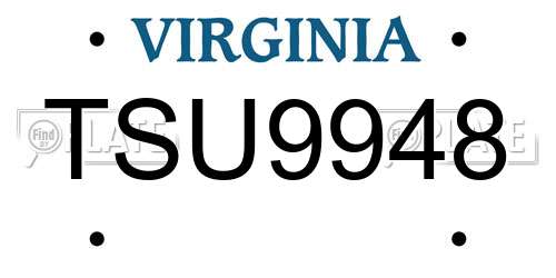 TSU9948 Virginia License Plate