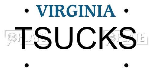 TSUCKS Virginia License Plate