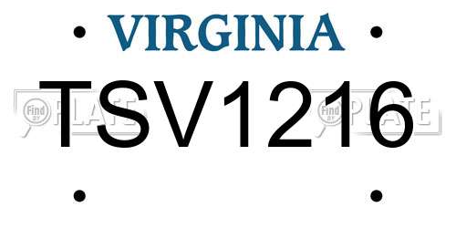 TSV1216 Virginia License Plate