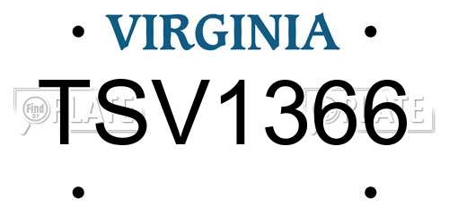 TSV1366 Virginia License Plate