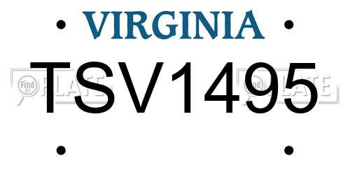 TSV1495 Virginia License Plate