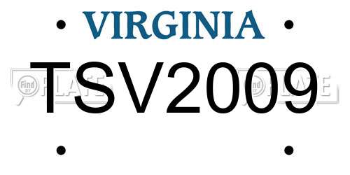 TSV2009 Virginia License Plate