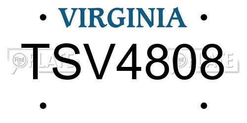 TSV4808 Virginia License Plate