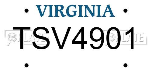 TSV4901 Virginia License Plate