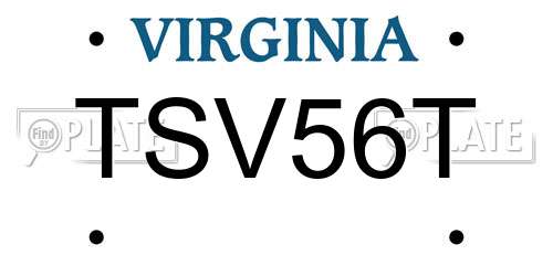 TSV56T Virginia License Plate